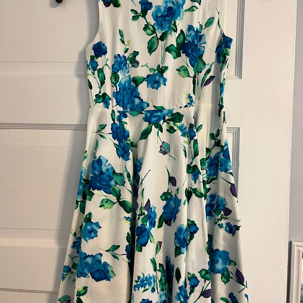 Floral Blue and Green Kids Dress 6/7